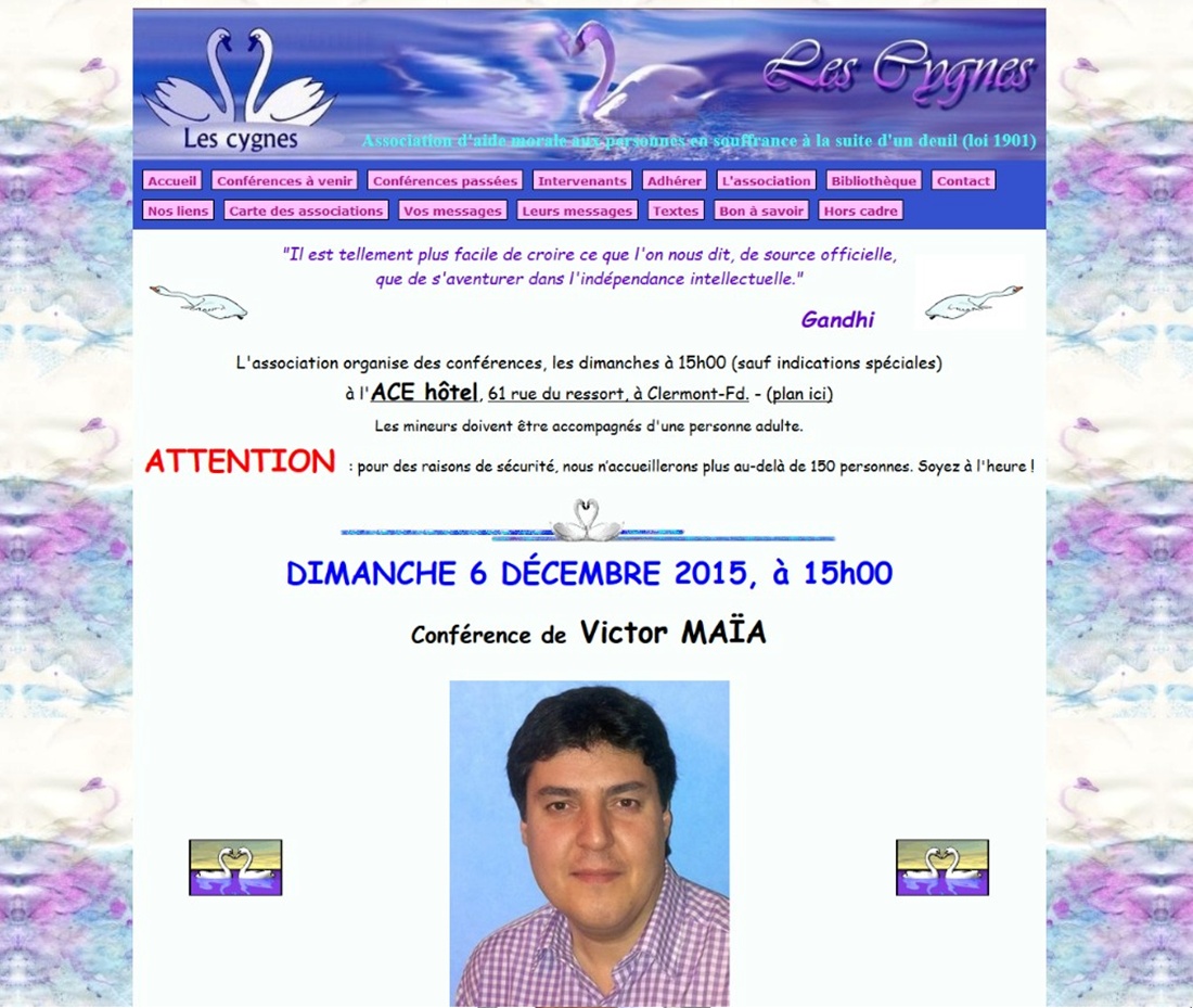 Association Les cygnes sur Victor Maia médium voyant spiritualiste Brest Finistère Bretagne